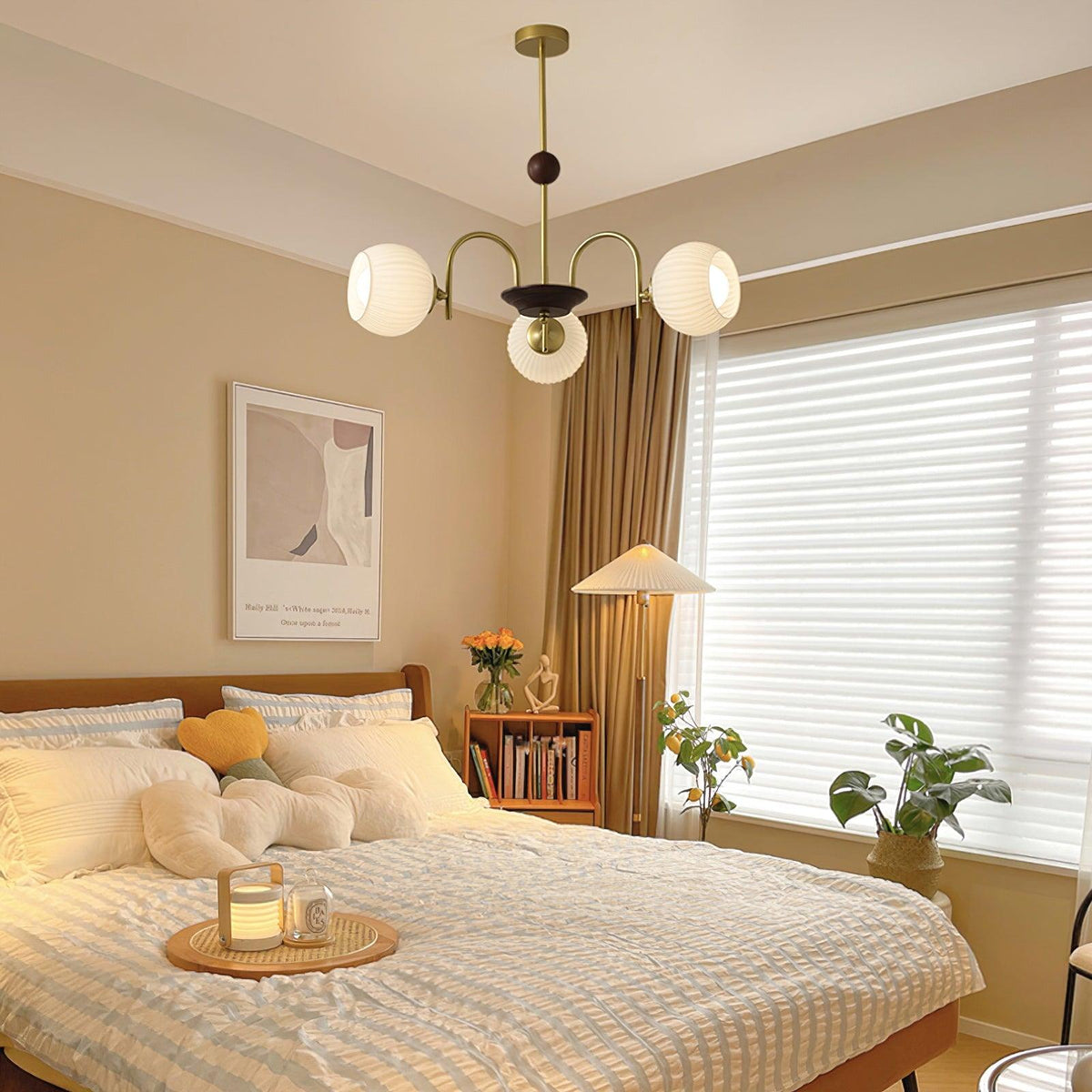 Sculptural Glass Ribbed Chandelier