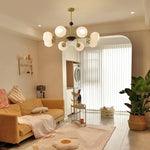 Sculptural Glass Ribbed Chandelier