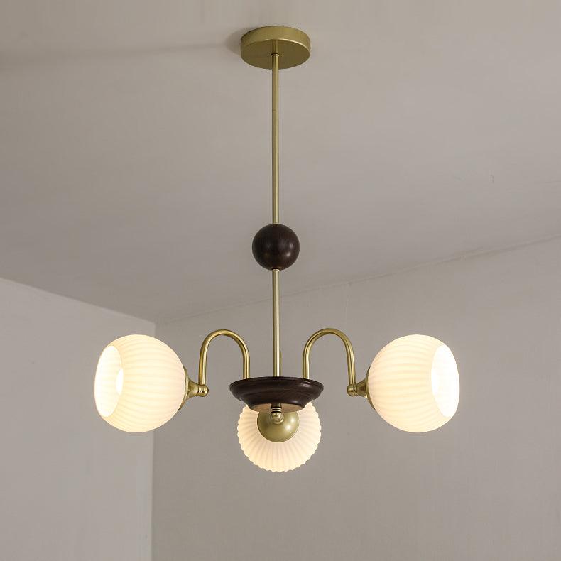 Sculptural Glass Ribbed Chandelier