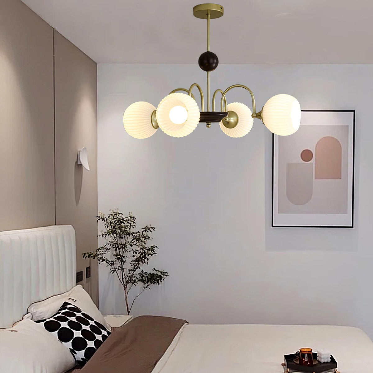 Sculptural Glass Ribbed Chandelier