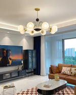 Sculptural Glass Ribbed Chandelier