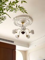 Sculptural Glass Ribbed Chandelier