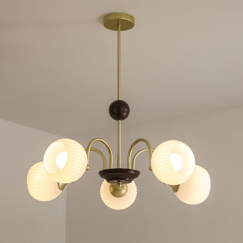 Sculptural Glass Ribbed Chandelier