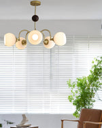 Sculptural Glass Ribbed Chandelier