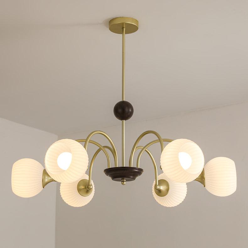 Sculptural Glass Ribbed Chandelier