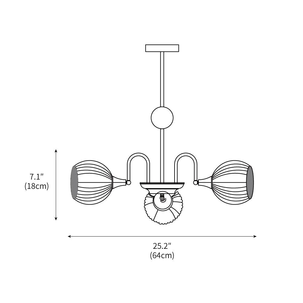 Sculptural Glass Ribbed Chandelier