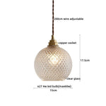 Copper Glass LED Pendant Lamp for Dining Living Room Bedroom Bar Nordic Style Hnaging Light