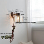 Walnut Wood LED Wall Sconce Ceramic Rotate Modern Bathroom Mirror Light