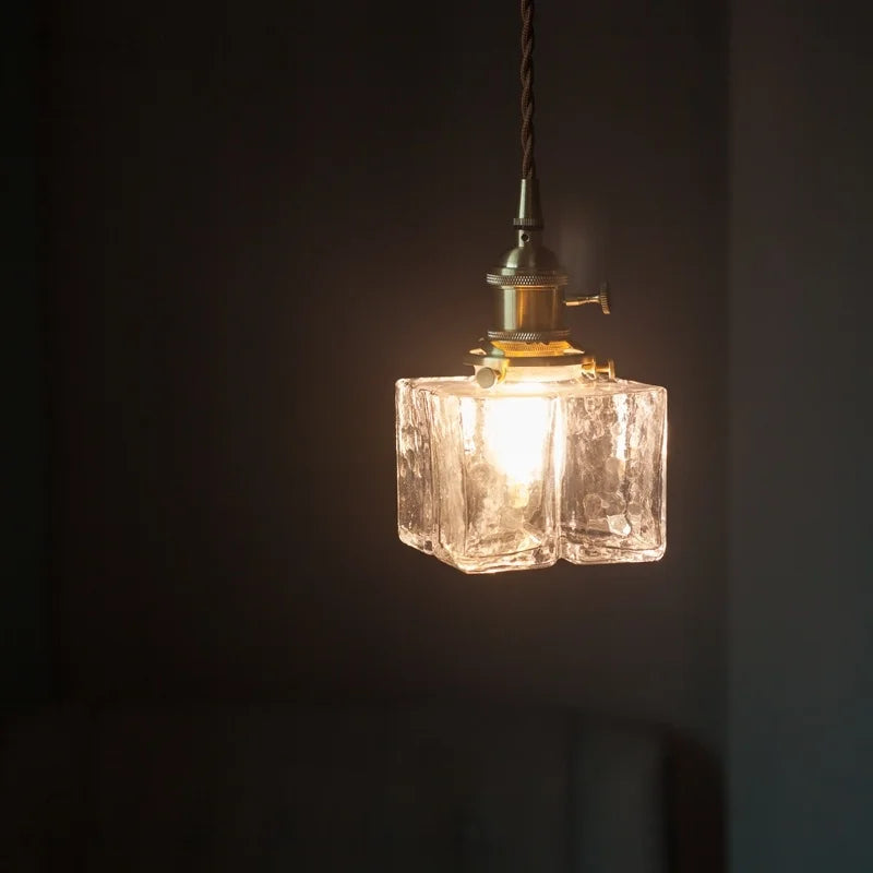 Small Glass LED Pendant Lights Japanese Vintage Hanging Lamp