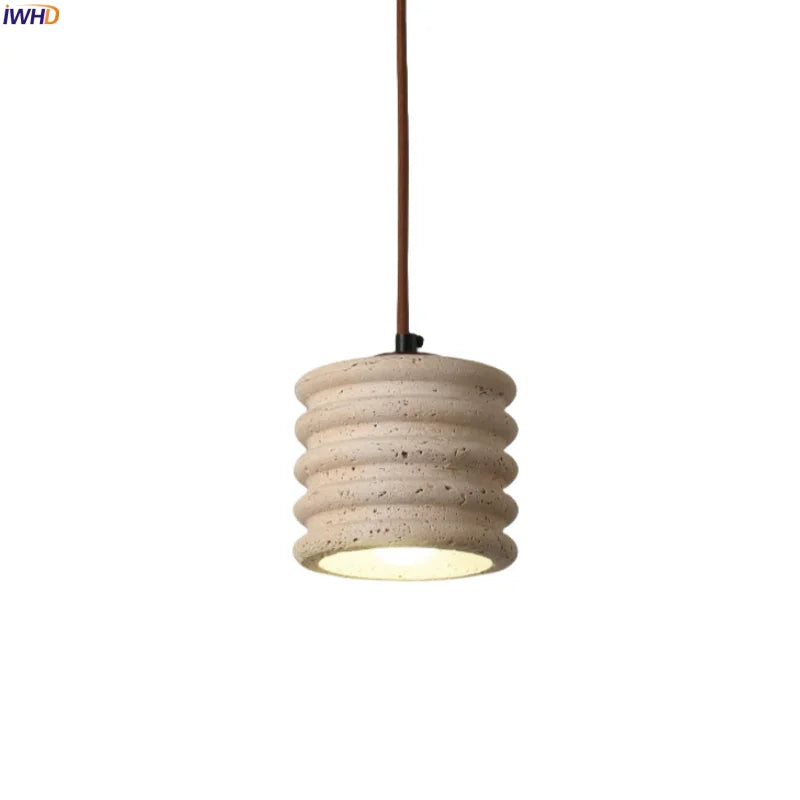 Afralia™ Wabi Sabi LED Pendant Lamp Yellow Travertine Interior Lighting for Living Room