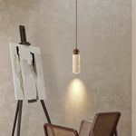 Afralia™ Yellow Travertine Stone LED Pendant Light Fixture for Home Decor