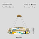 Circle Steel LED Pendant Chandelier, Modern Dimmable Lighting for Living Room Home Decor