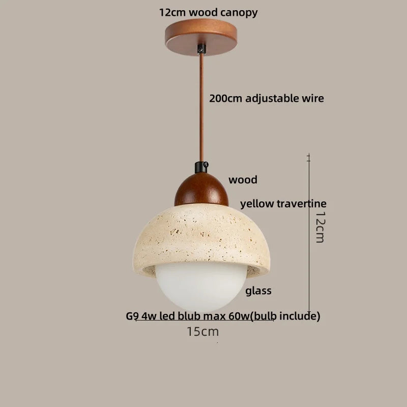 Afralia™ Nordic LED Glass & Wood Pendant Lamp in White & Yellow