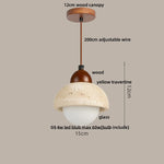 Afralia™ Nordic LED Glass & Wood Pendant Lamp in White & Yellow