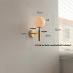 White Glass LED Wall Sconce with Pull Chain Switch & Copper Base