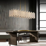 Art Deco Golden Copper Glass Chandelier LED Lighting Fixture