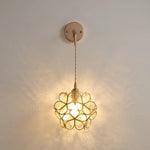 Pink Flower Glass LED Wall Light: Copper Nordic Modern Bedroom Lamp
