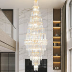 Hollow Spiral Staircase Chandelier | Modern Long Crystal Light for Villa Livingroom