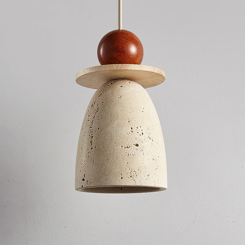 Yellow Travertine Pendant Lamp for Aisle Hallway Bedroom, Japanese Style Hang Light