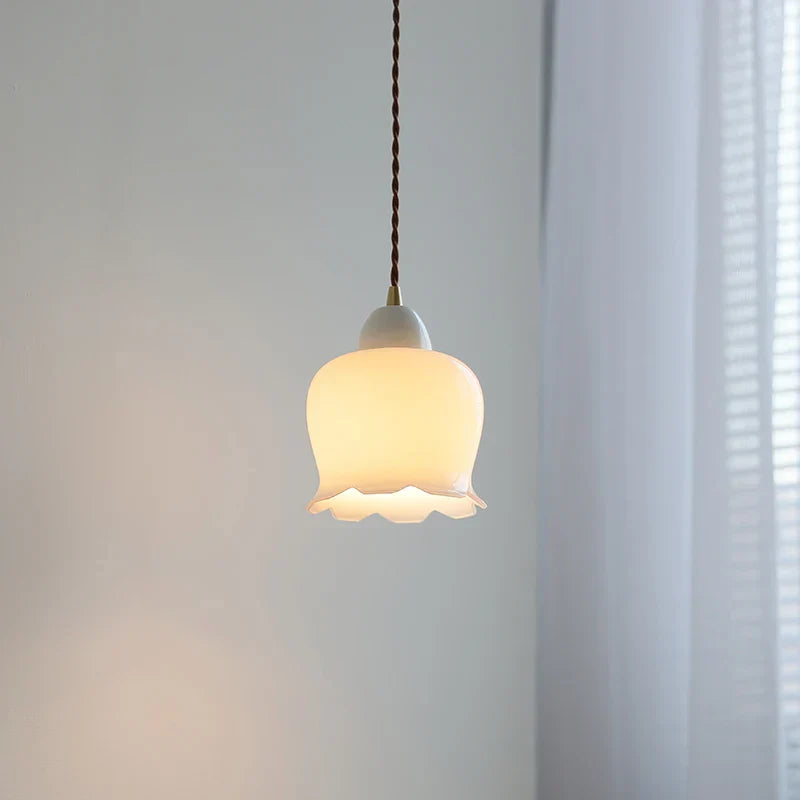 White Glass LED Pendant Light Nordic Modern Adjustable Hanging Light