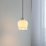 White Glass LED Pendant Light Nordic Modern Adjustable Hanging Light