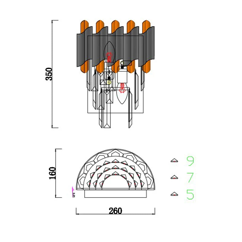 Art Deco Golden Crystal Chandelier LED Hanging Lamp
