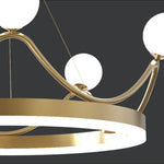 Glass Crown Chandelier Pendant Light for Bedroom Ceiling, Modern Suspension Lamp