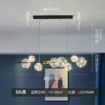 Golden Ring Glass Ball Chandelier with Remote Control for Living Dining Room