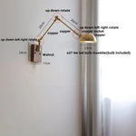 Walnut Copper Swing Arm LED Wall Light Fixture for Nodic Home Decor