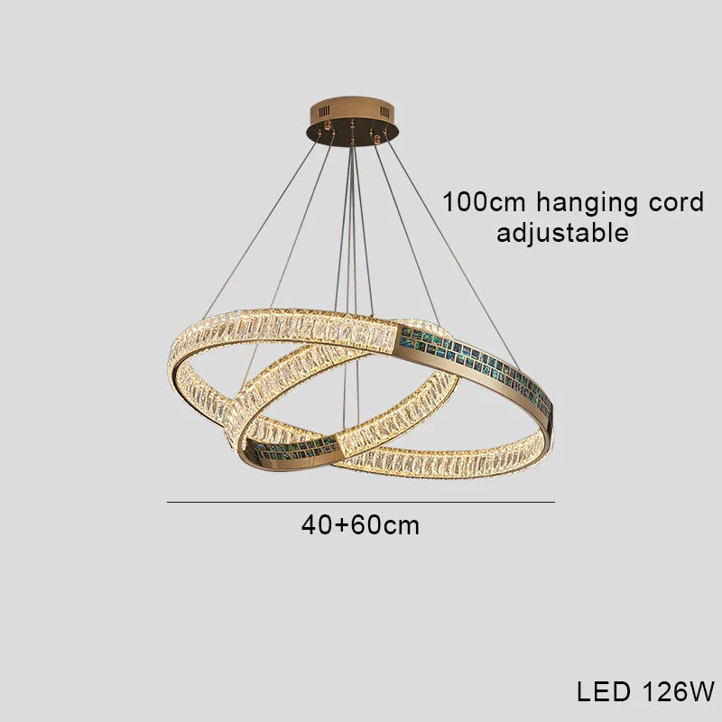 Crystal Ring Ceiling Chandelier | Stainless Steel | Luxury Home Decor