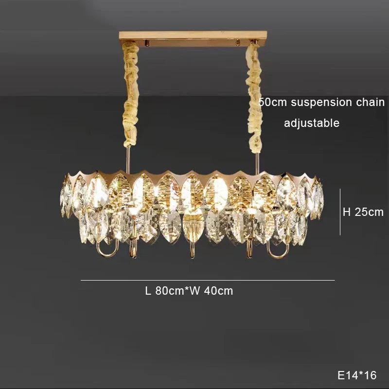 Nordic Crystal Chandelier Dimmable LED Pendant Lamp for Elegant Living Room Décor
