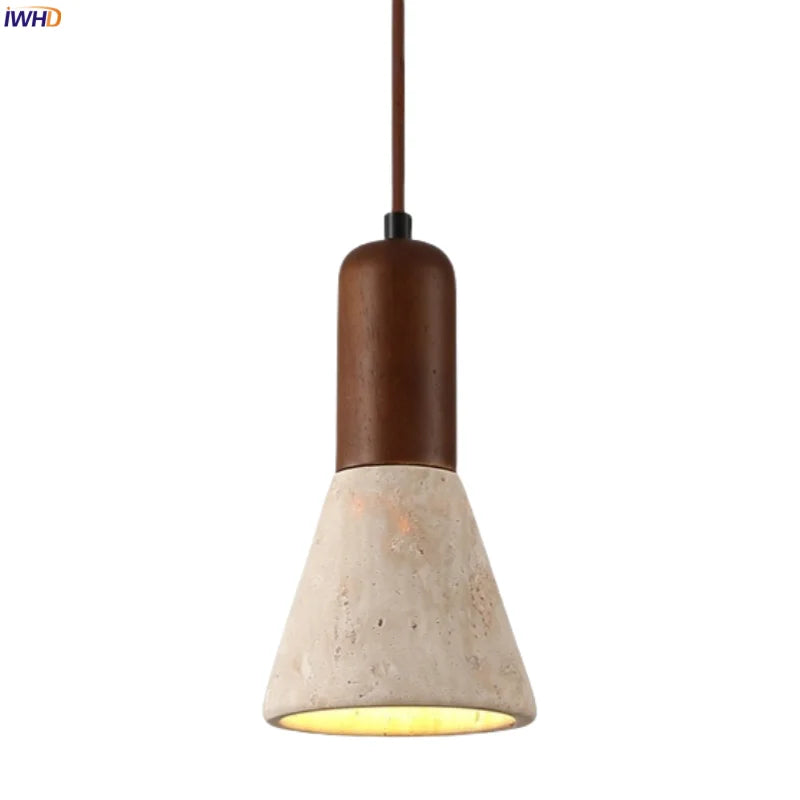 Yellow Travertine LED Pendant Lamp for Dining Living Room Kitchen Cafe