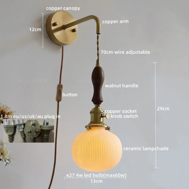 Copper Ceramic LED Wall Lamps - Nordic Modern Design