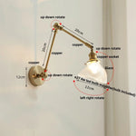 Brass LED Wall Light Fixture Rotatable Glass Stair Lamp