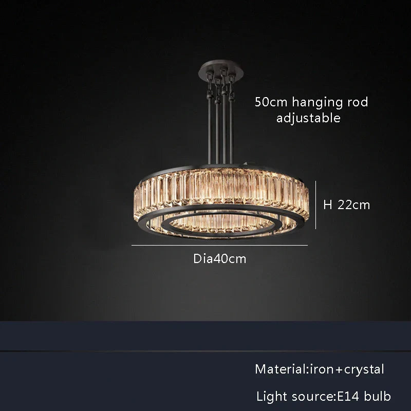 Gold Crystal Ceiling Chandelier LED Light Fixture for Luxury Home Decor