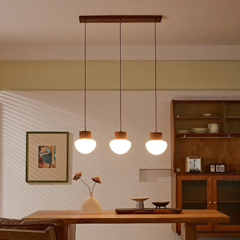 Hemp Rope LED Pendant Light - Nordic Glass Hanging Lamp for Home Decor