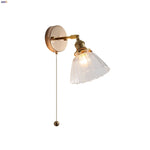 Modern LED Wall Sconce Reading Lamp, Rotatable Clear Glass, Pull Chain Switch