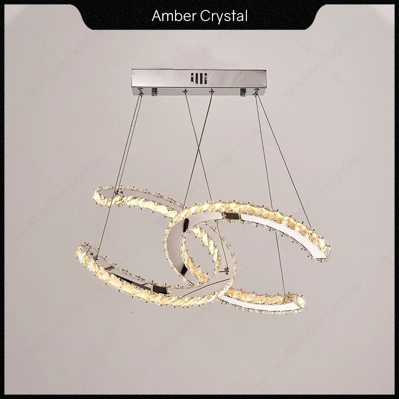 Modern Crystal Chandelier LED Pendant Light for Home, Living Room, Restaurant