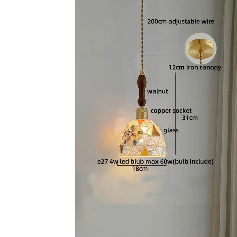 Colorful Glass Shell LED Pendant Lamp for Living & Dining Room