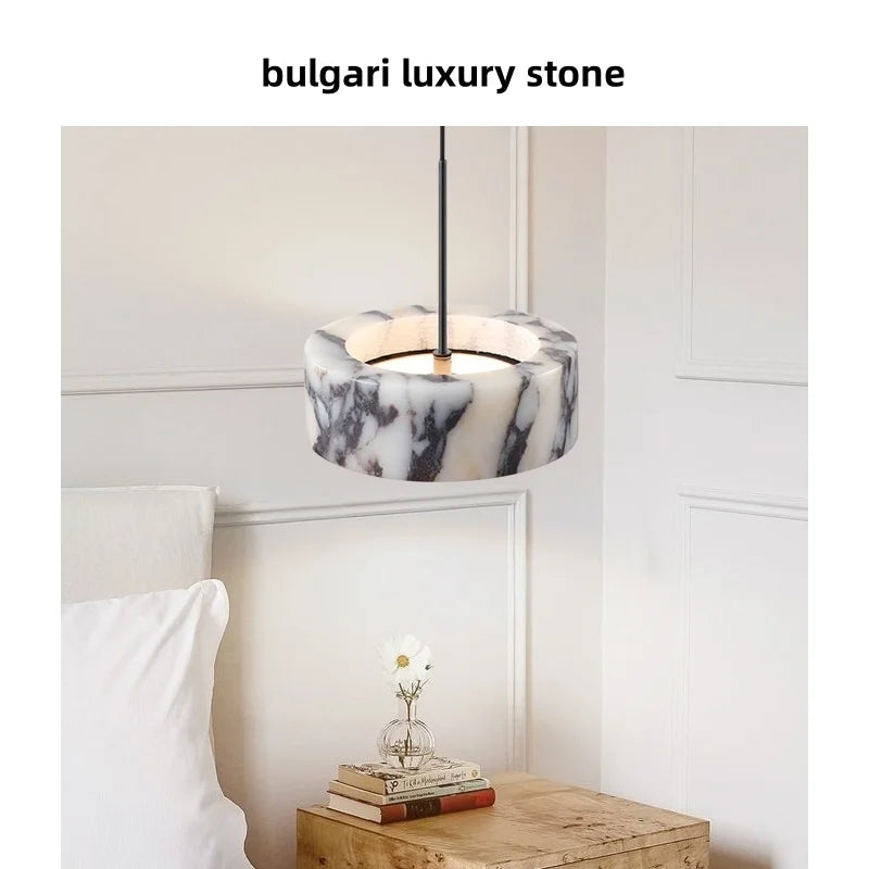 Afralia™ Vintage LED Pendant Lamp Bulgari Stone Luxury Hanging Light Fixtures