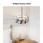 Afralia™ Vintage LED Pendant Lamp Bulgari Stone Luxury Hanging Light Fixtures