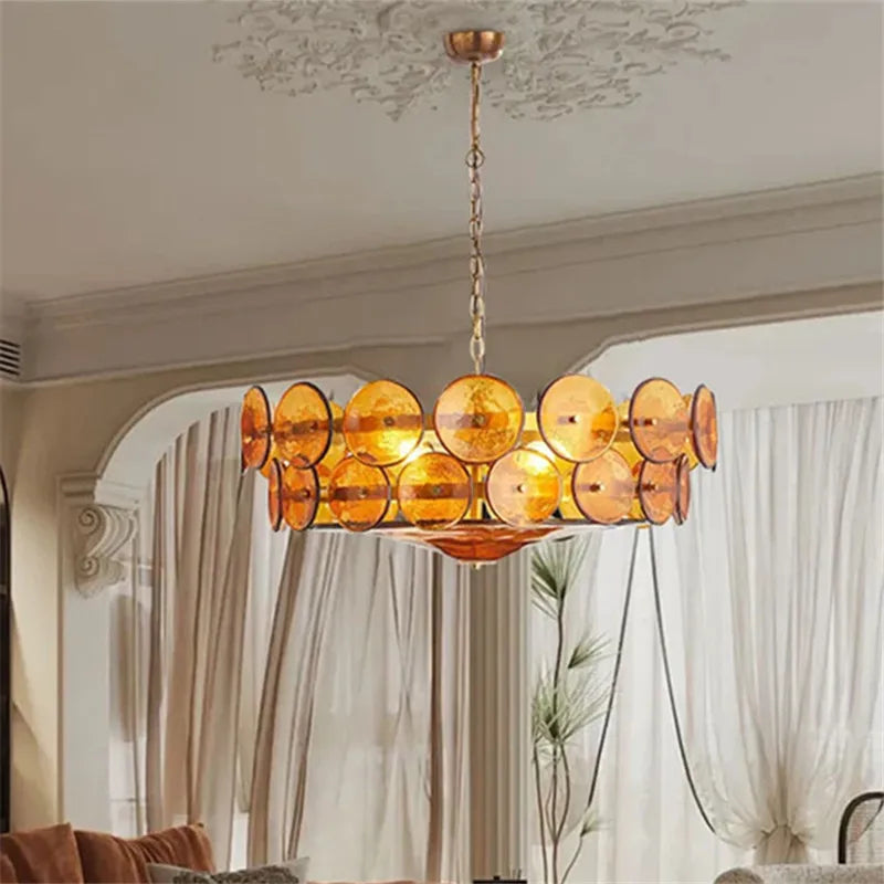 Crystal Pendant Light French Retro Design for Villa Bedroom Living Room