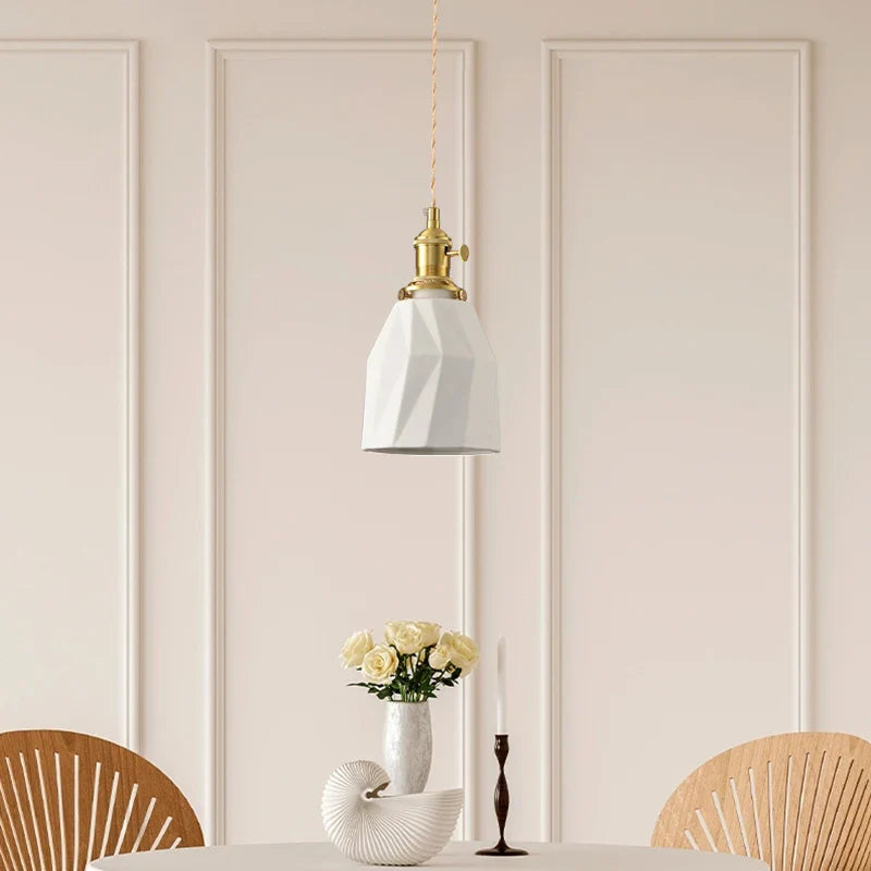 White Ceramic LED Pendant Lamp Modern Hanging Light Fixtures