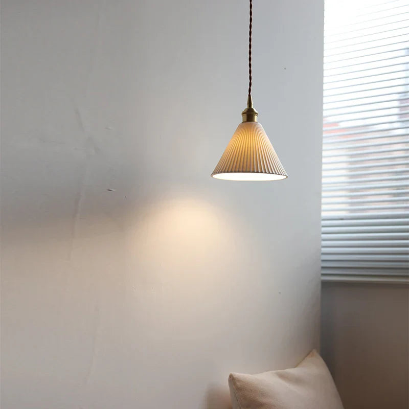 White Ceramic LED Pendant Light | Adjustable Nordic Modern Home Decor Hanging Lamp