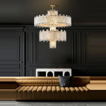 Art Deco Golden Copper Glass Chandelier LED Lighting Fixture