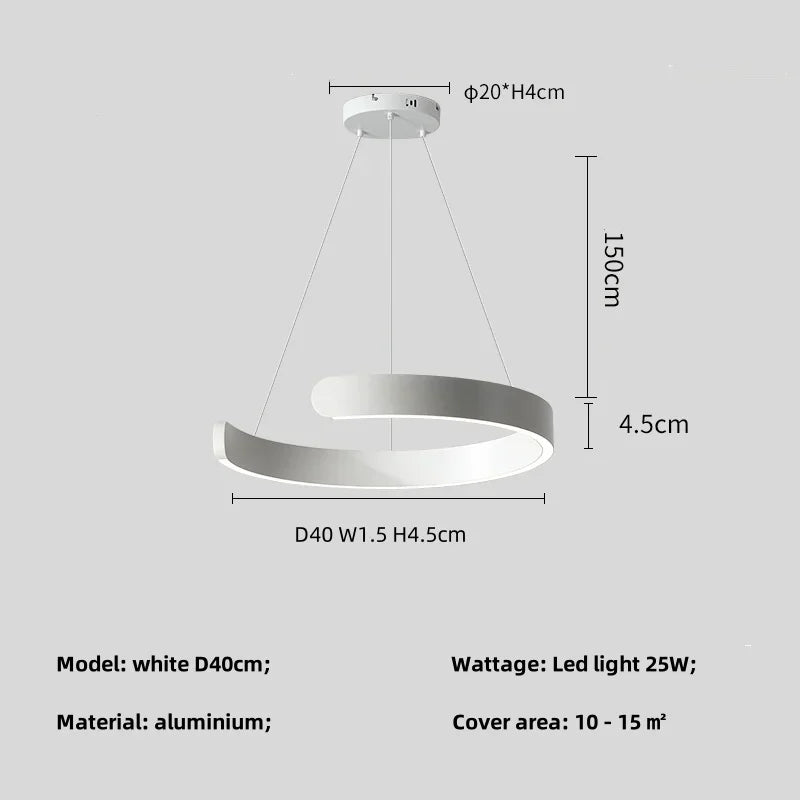 Black LED Chandelier Pendant Light for Foyer Stairs Bar, Minimalist Indoor Hanging Lamp