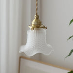 White Glass Copper LED Hanging Lamp Pendant Light Fixtures - Nordic Modern Style