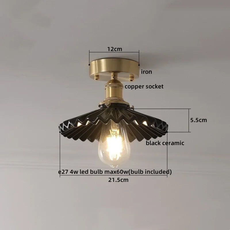 LED Copper Ceramic Ceiling Light for Home Indoor Modern Lighting