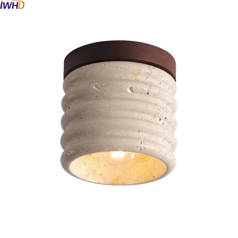 Yellow Travertine LED Ceiling Lamp for Modern Decor
