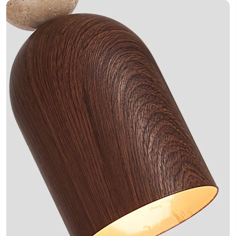 Yellow Travertine Stone LED Pendant Light: Modern Iron Fixture for Home Decor